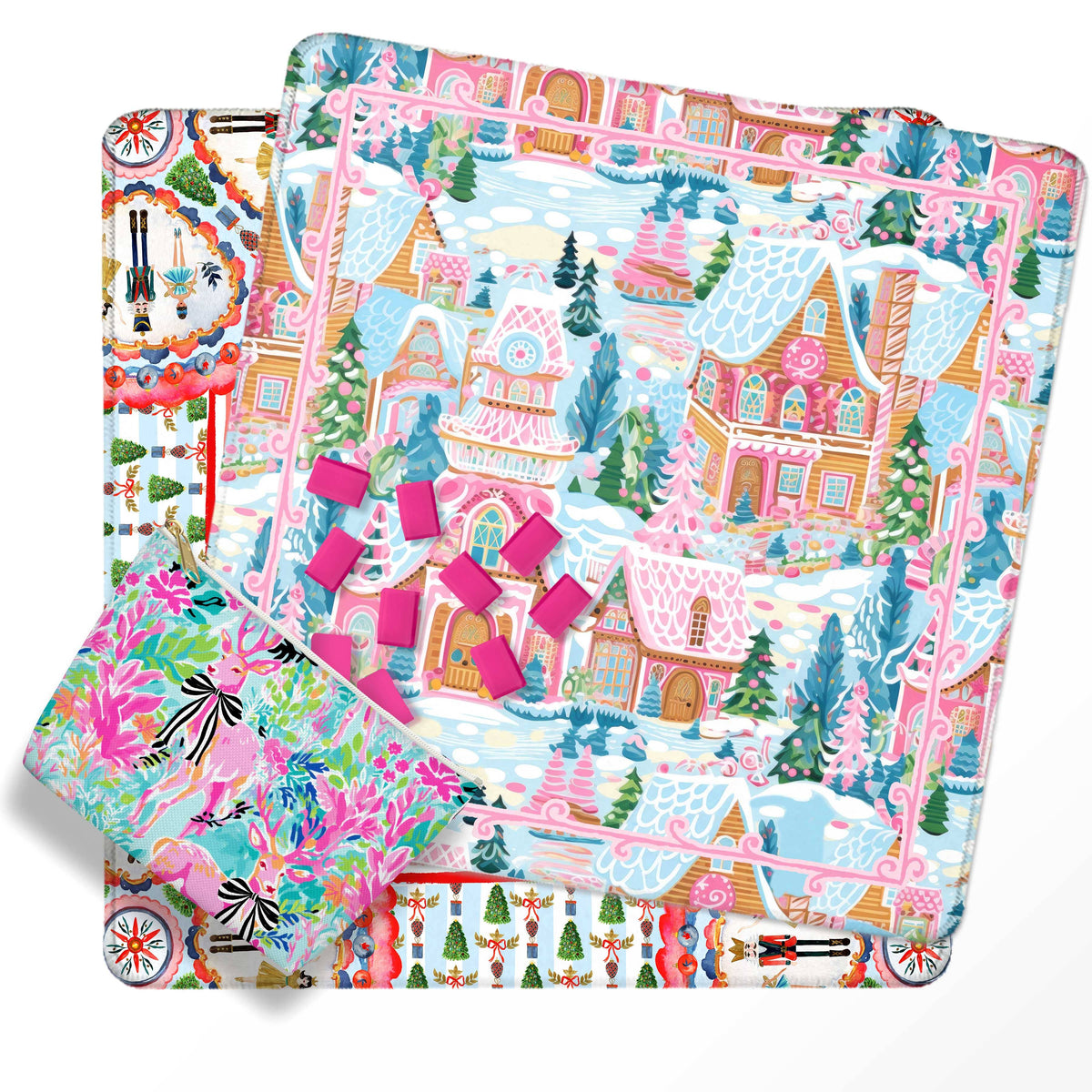 Mahjong Mat 31", Neoprene, Holiday, Christmas, Winter : Glam Nutcrackers / Neoprene without bag