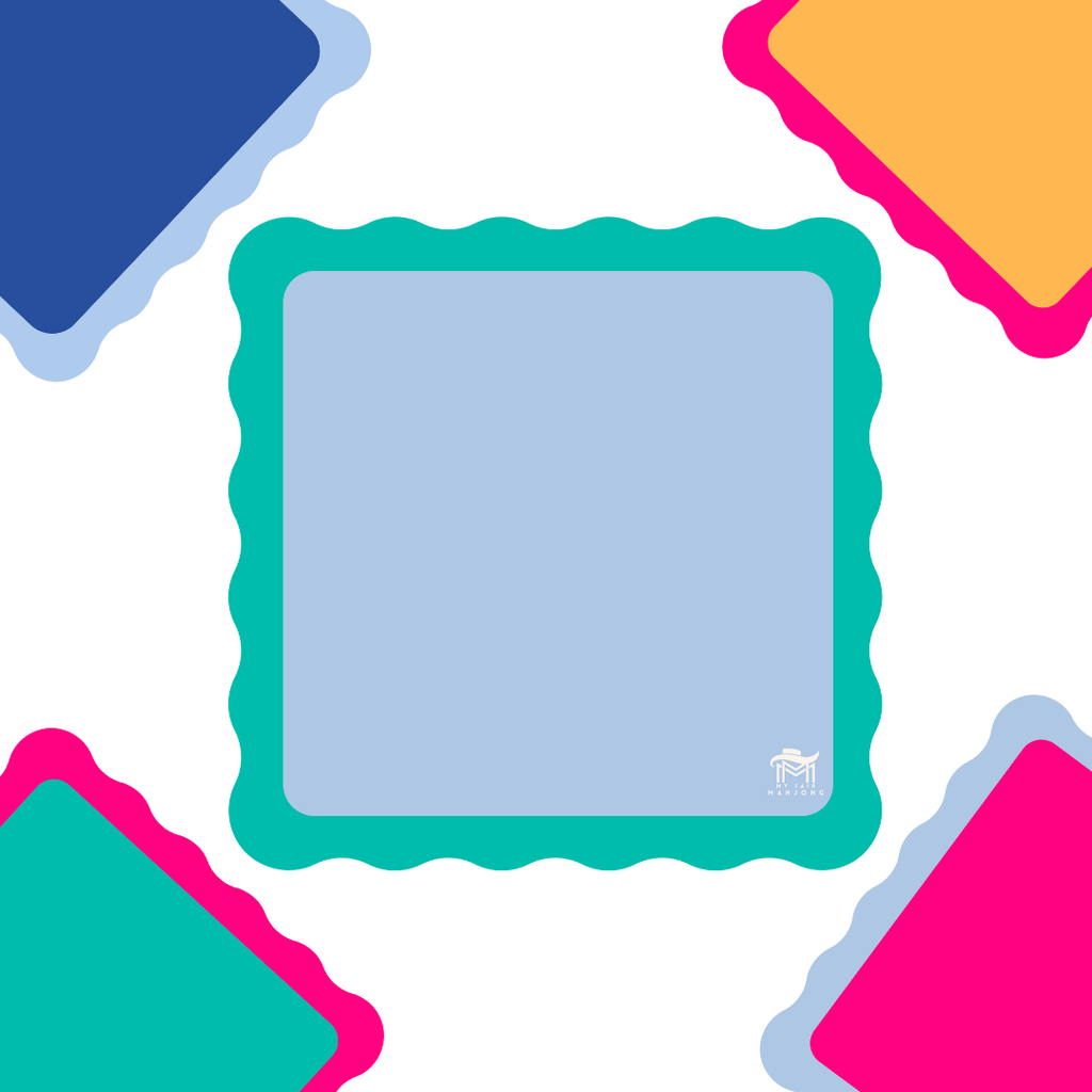 My Fair Mahjong MAHJONG MAT  |  Color Wave  |  31" x 31": Cobalt Center- Blue Scallop