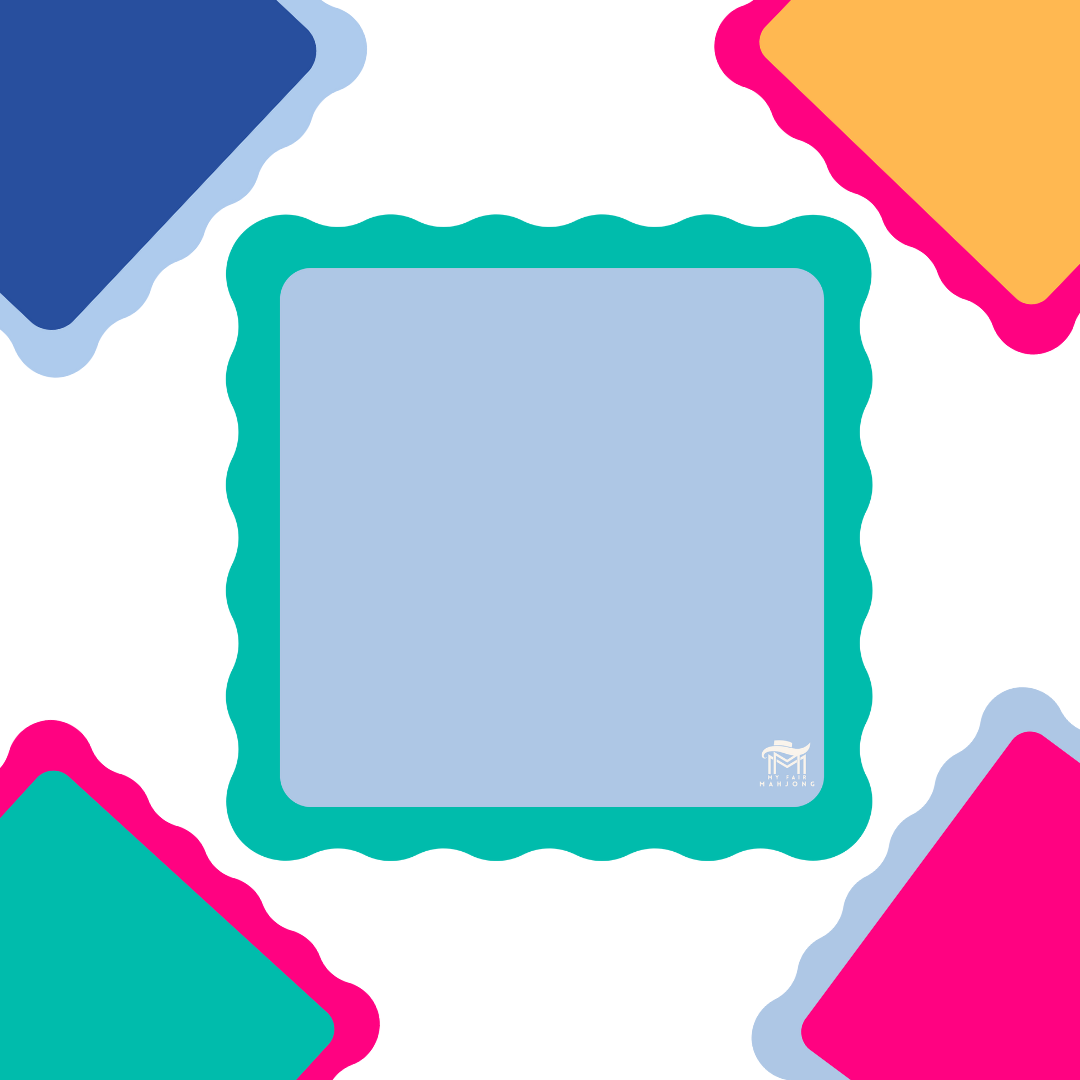 My Fair Mahjong MAHJONG MAT  |  Color Wave  |  31" x 31": Pink Center- Blue Scallop