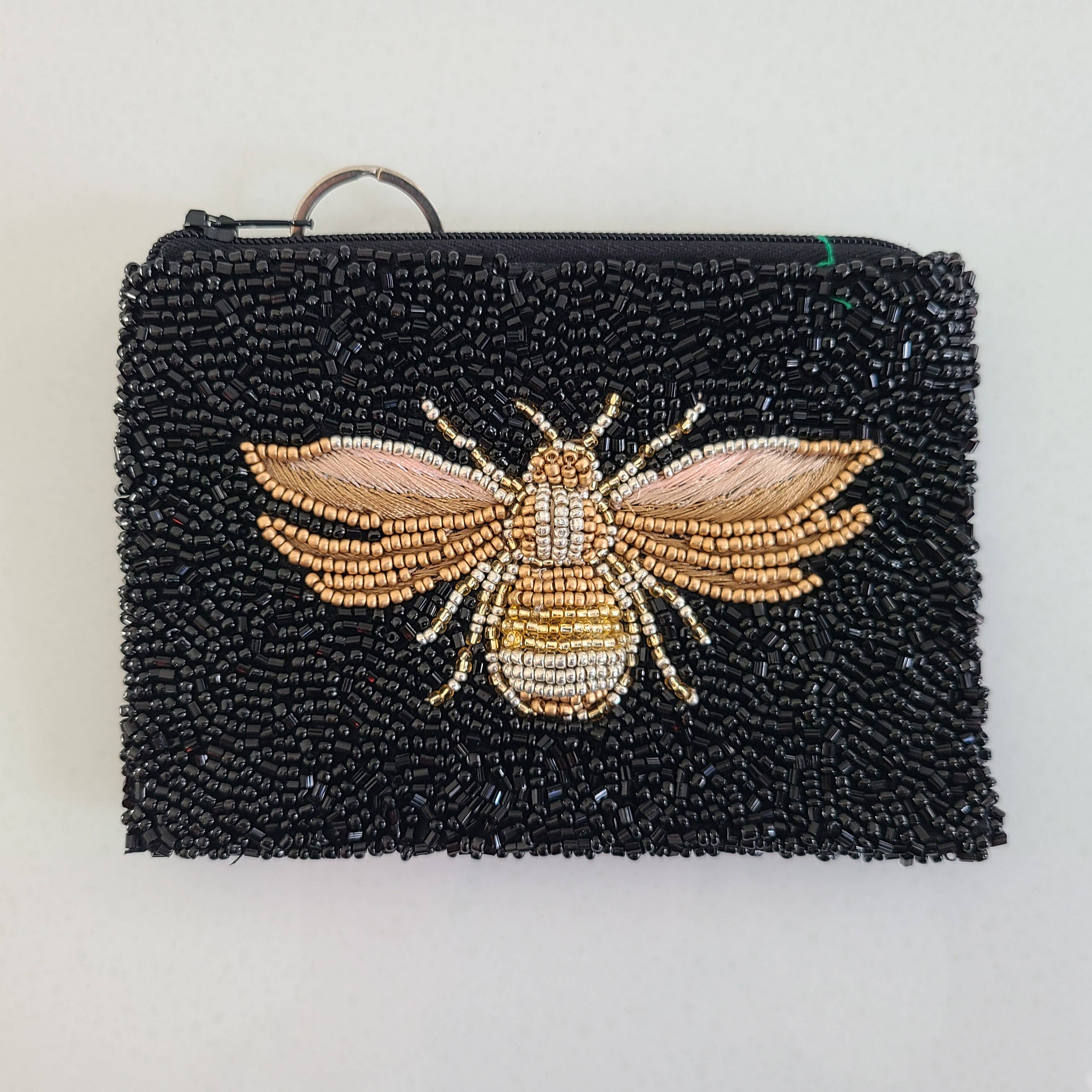 Black with Gold Bee Coin Purse
