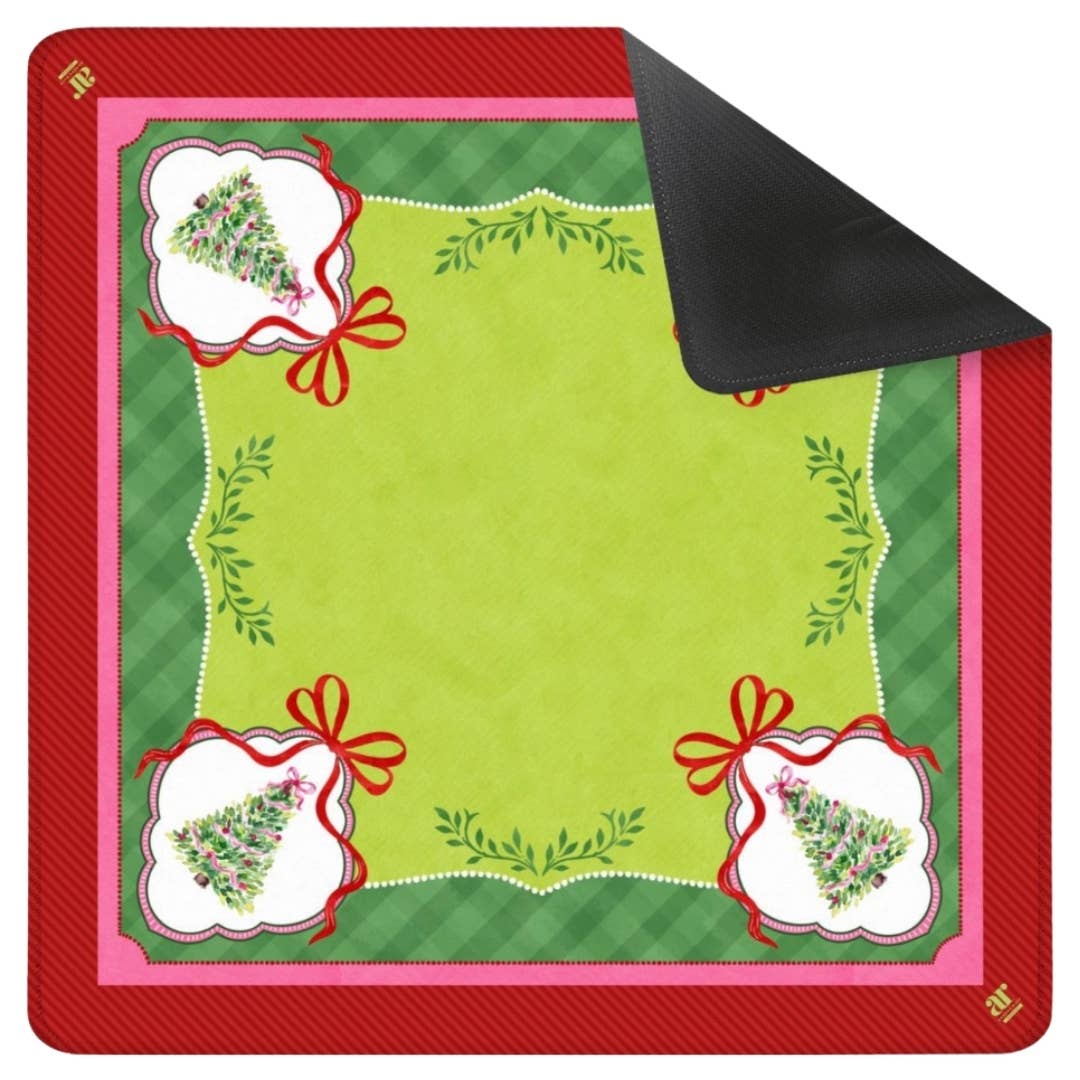 NEOPRENE Holiday Mahjong Mat | Watercolor Christmas Trees