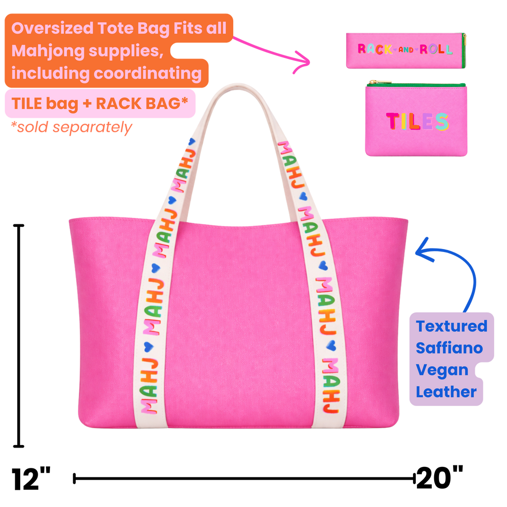 Mahjong Tote Bag Mahjong Tile Bag Leather | Pink *NEW*
