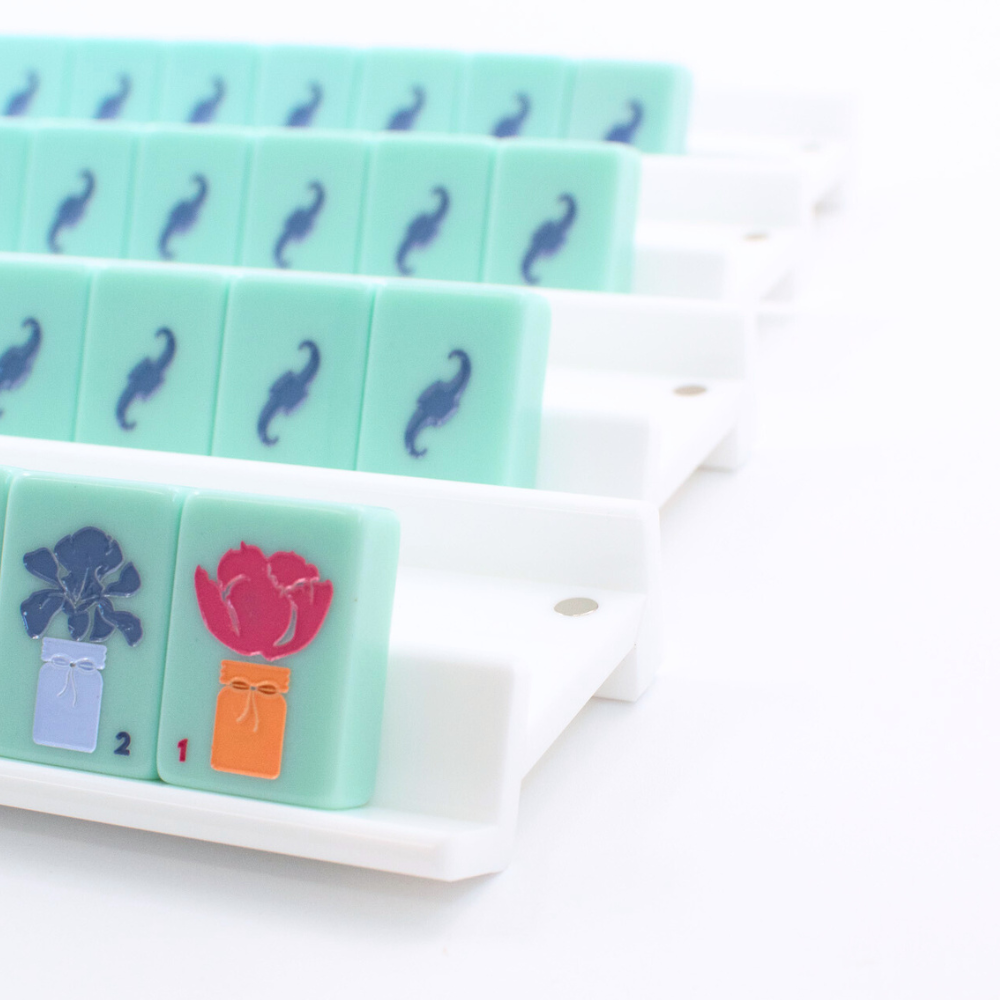 My Fair Mahjong MAHJONG RACKS | Premium Acrylic | 4 Racks + 4 Pushers: Solid Macaron Purple