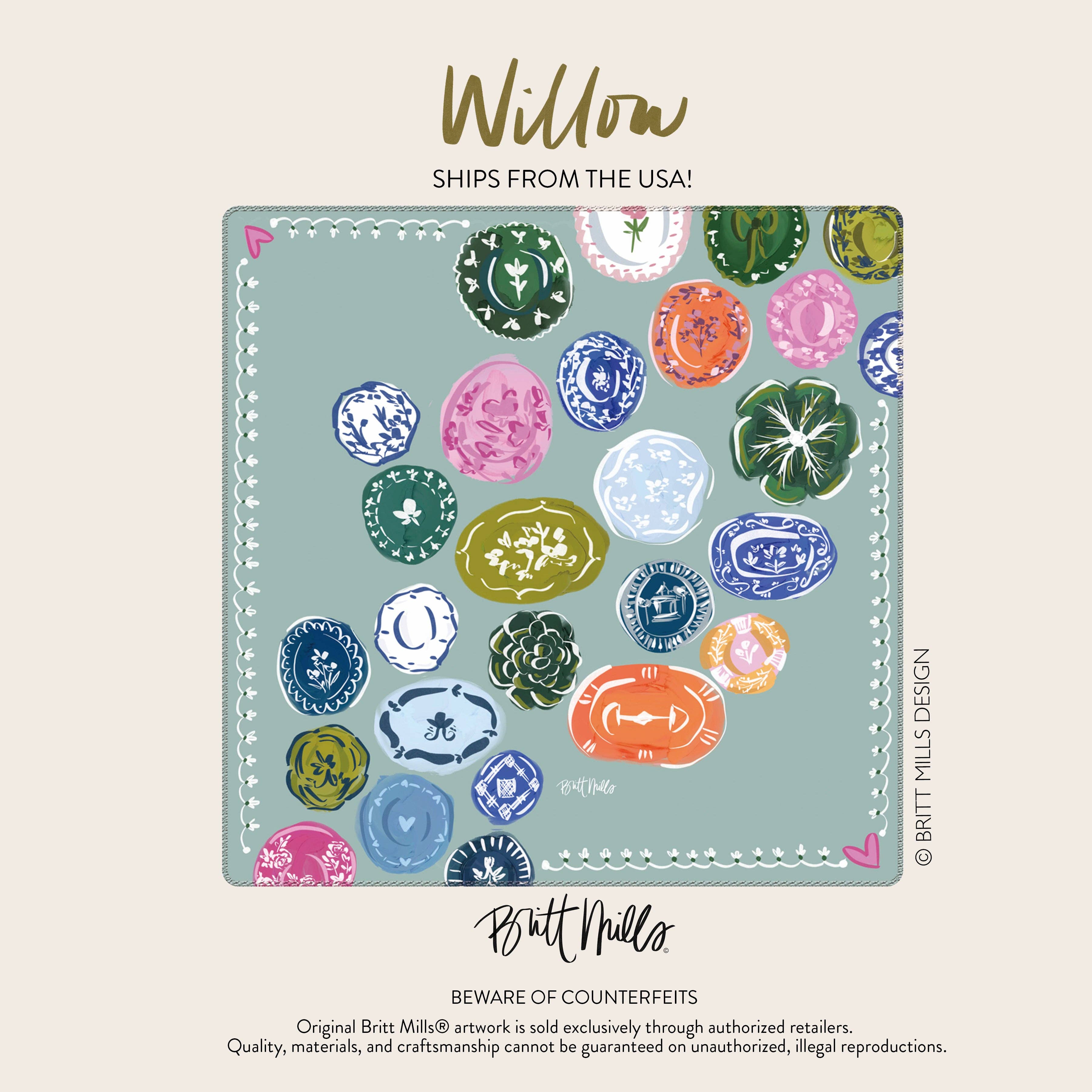 Britt Mills Neoprene Mahjong Mats Winter Berry