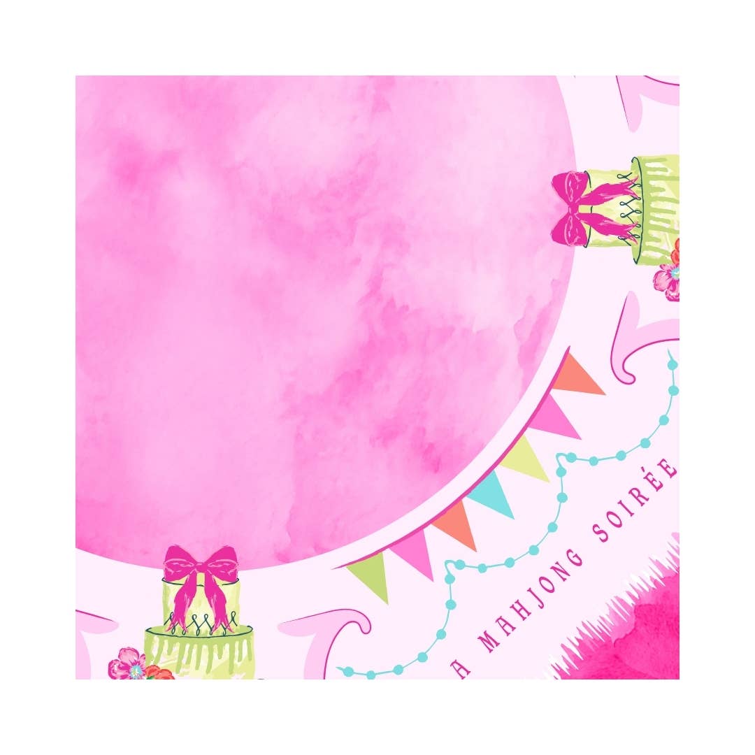 A Mahjong Soirée Mat – Pink Celebration Party [Non-Neoprene]: 31.5" x 31.5"