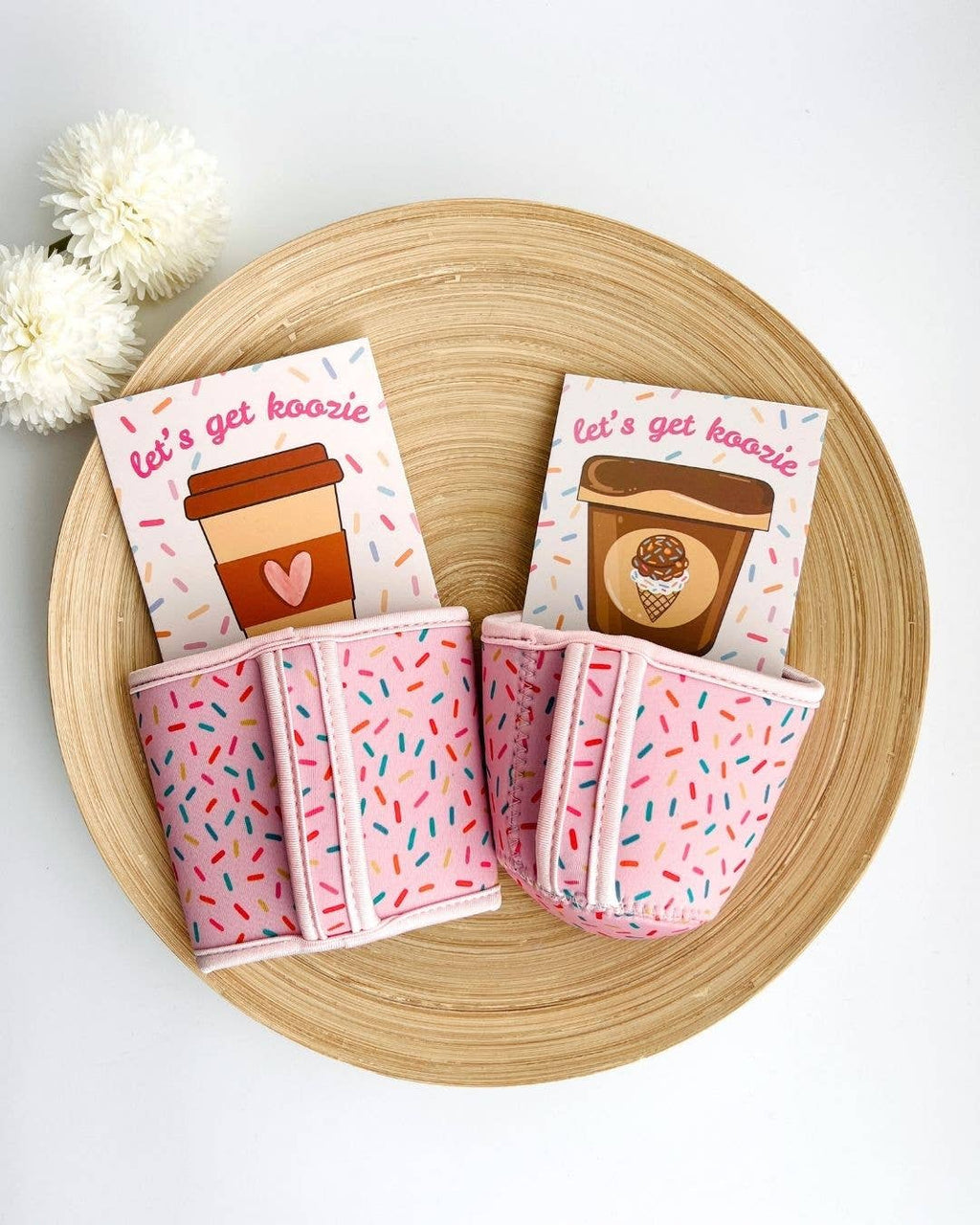 Sprinkles Let's Get Koozie | Drink Sleeve Coffee Cup Handle