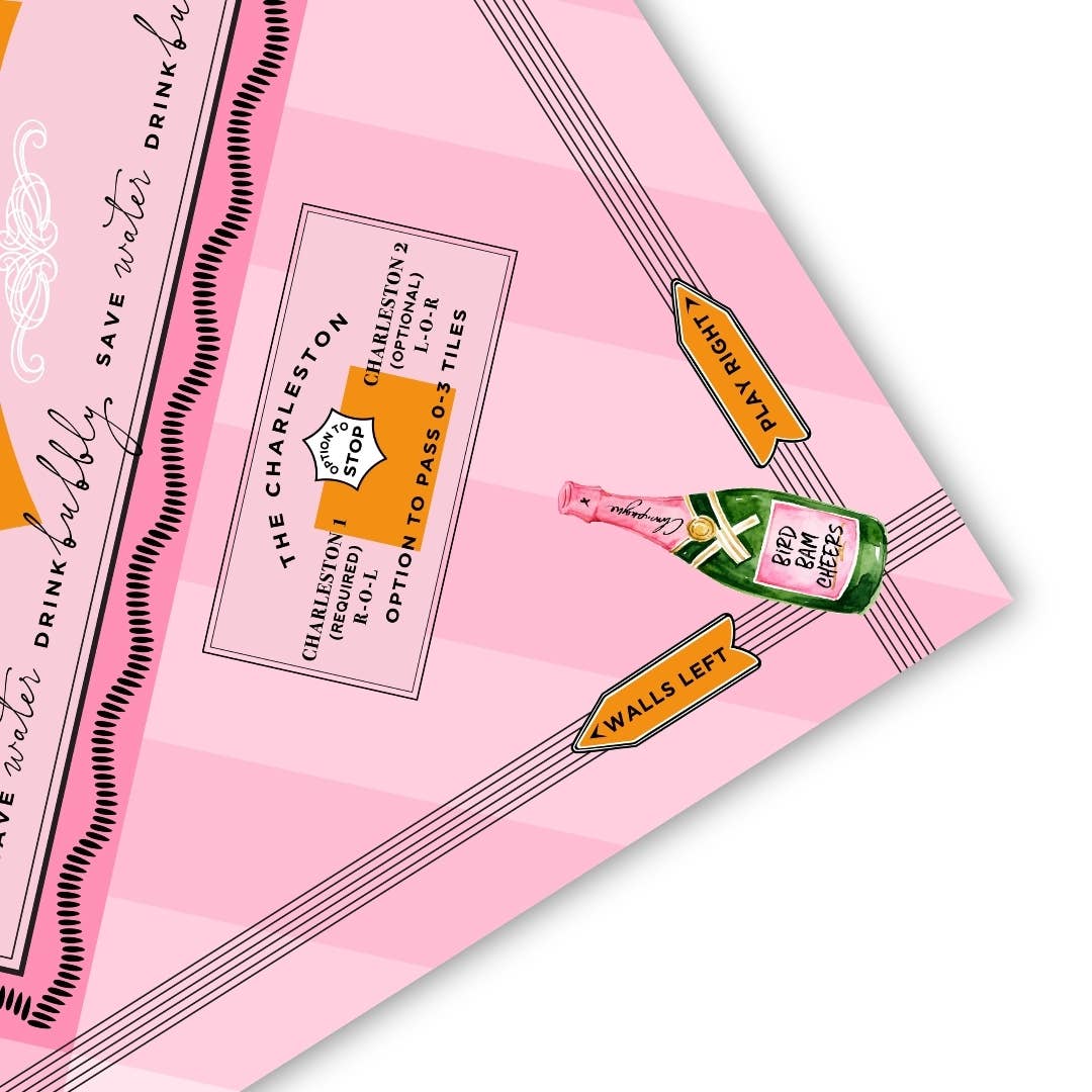 NEW NEOPRENE 'Press for Mahjong' Mat | Champagne & Mahj