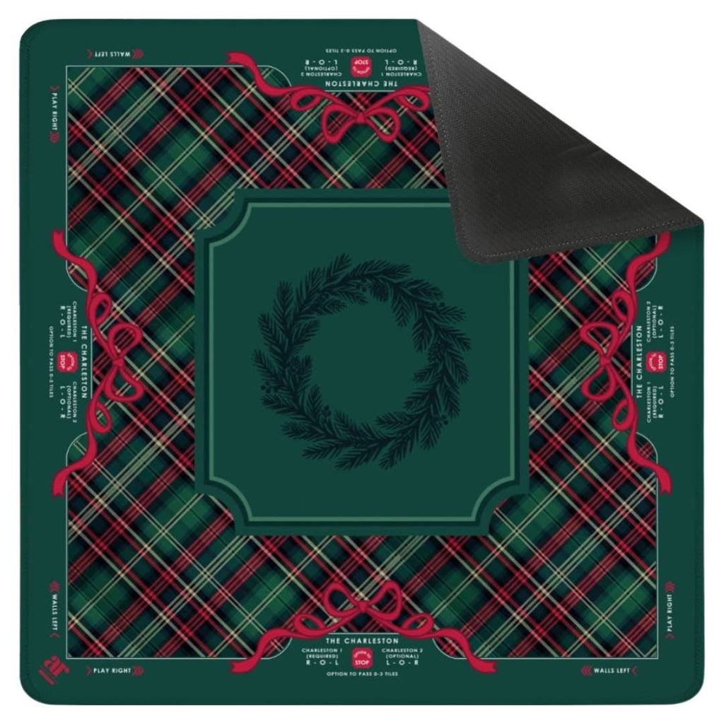 NEOPRENE Evergreen & Tartan Mahjong Mat | Holiday Christmas