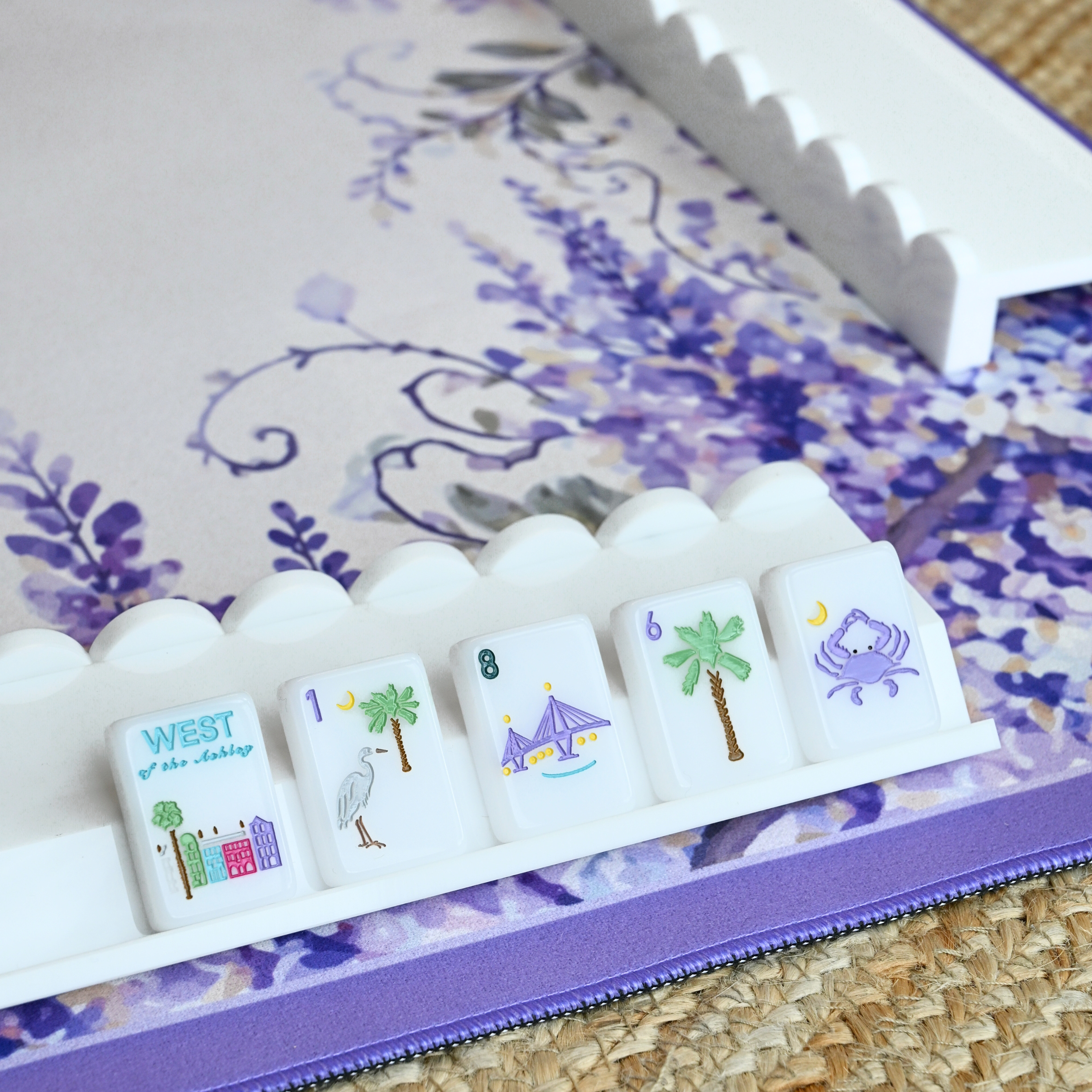 Violet Vines Wisteria Mahjong Neoprene Mat