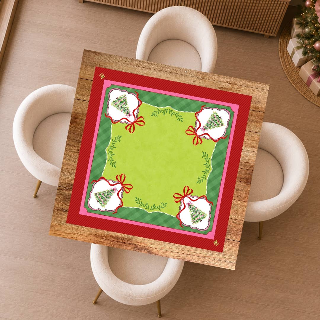 NEOPRENE Holiday Mahjong Mat | Watercolor Christmas Trees