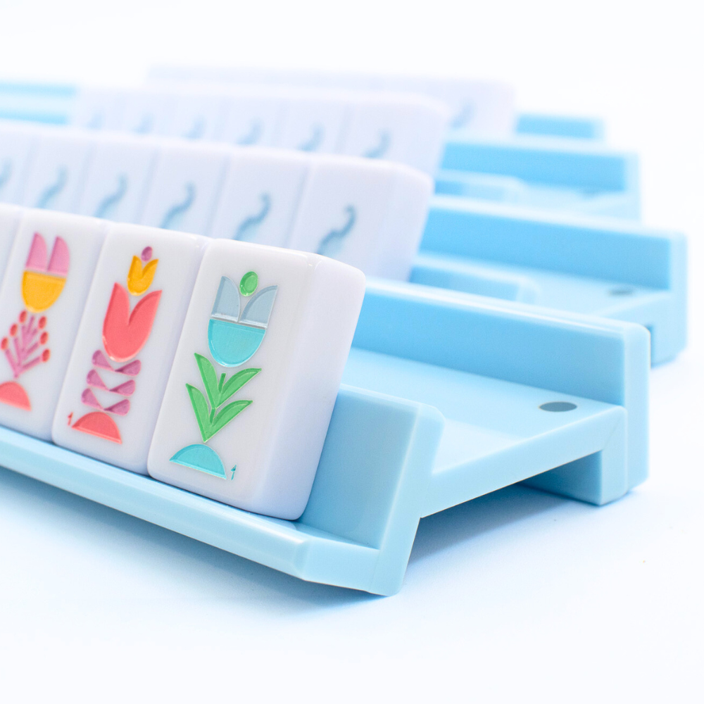 My Fair Mahjong MAHJONG RACKS | Premium Acrylic | 4 Racks + 4 Pushers: Solid Macaron Green