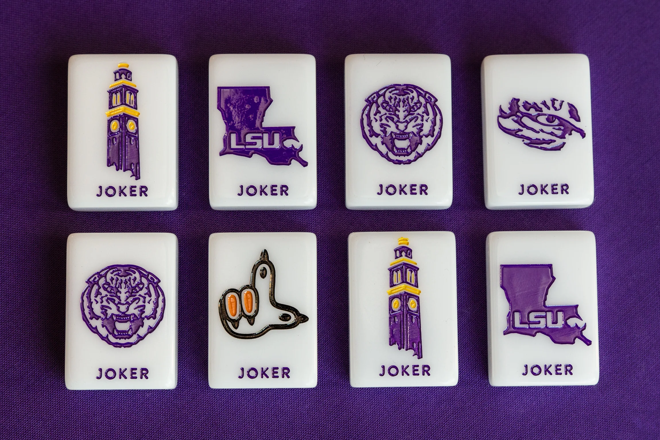 WEST WIND MAHJONG 
LSU® - LOUISIANA STATE UNIVERSITY® TILES - PRE ORDER