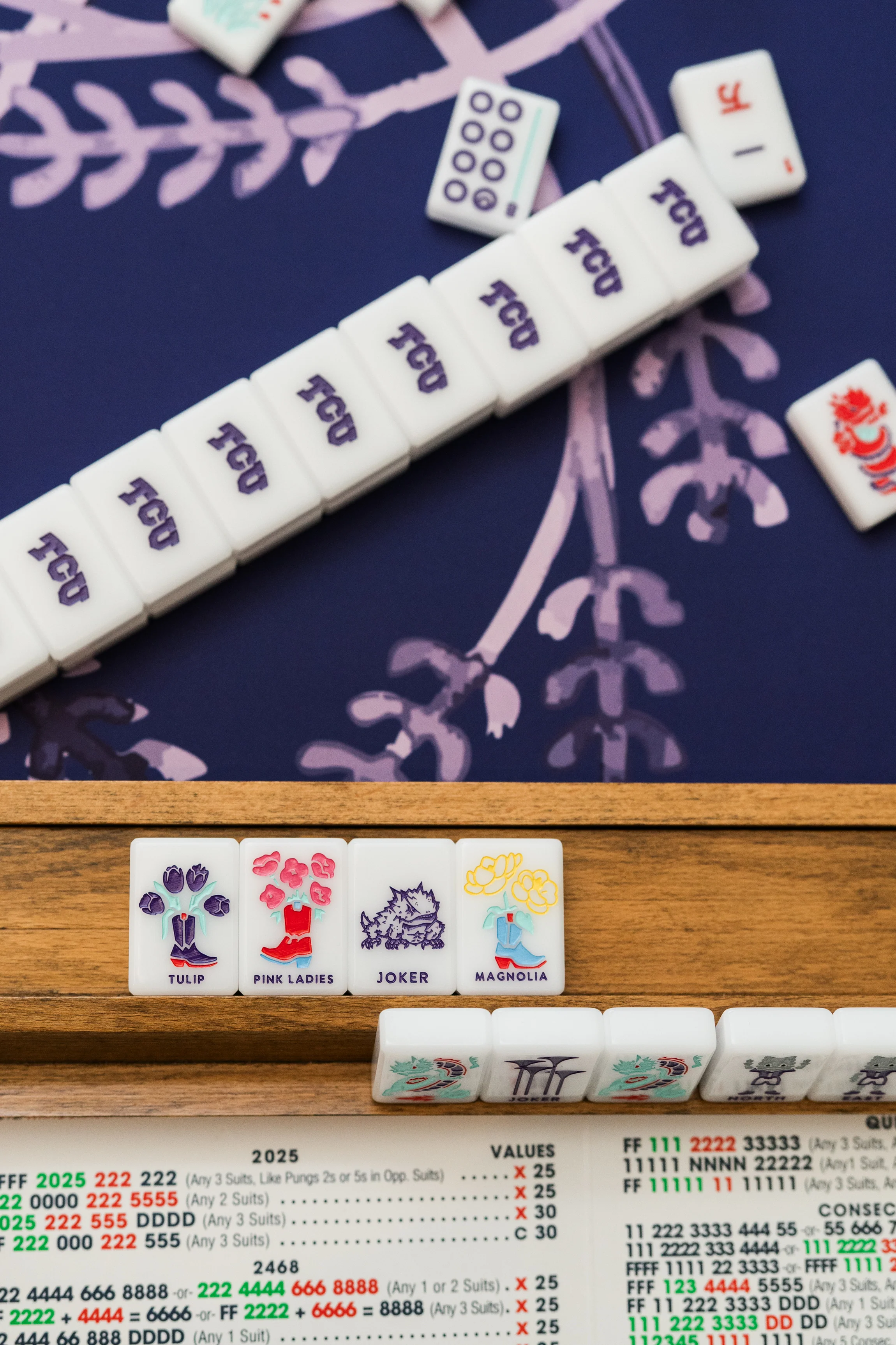 WEST WIND MAHJONG 
TCU® - TEXAS CHRISTIAN UNIVERSITY® TILES - PRE ORDER