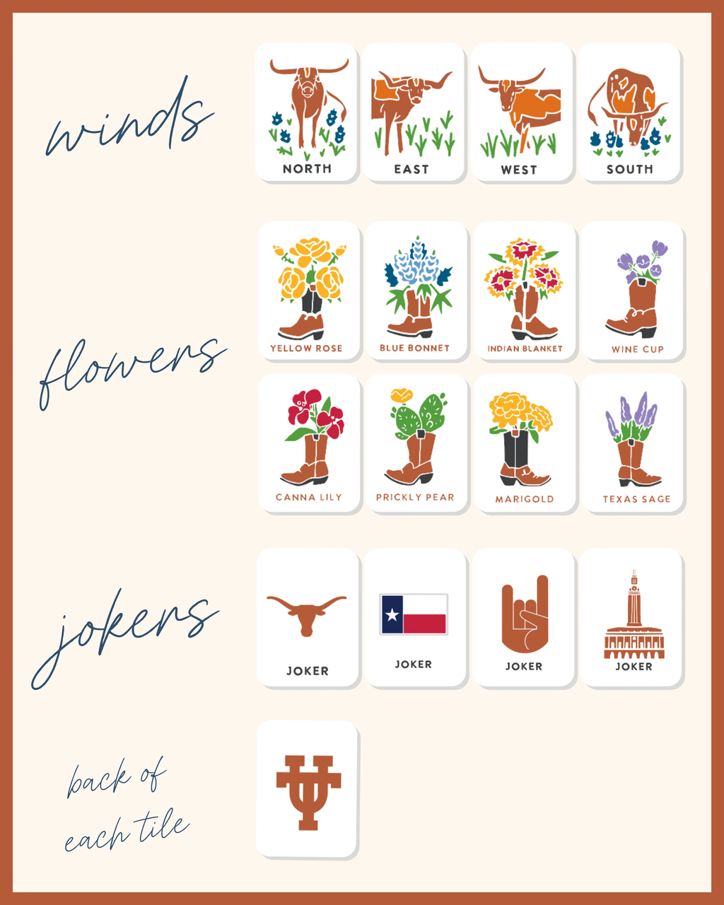 WEST WIND MAHJONG 
UNIVERSITY OF TEXAS TILES - PRE-ORDER