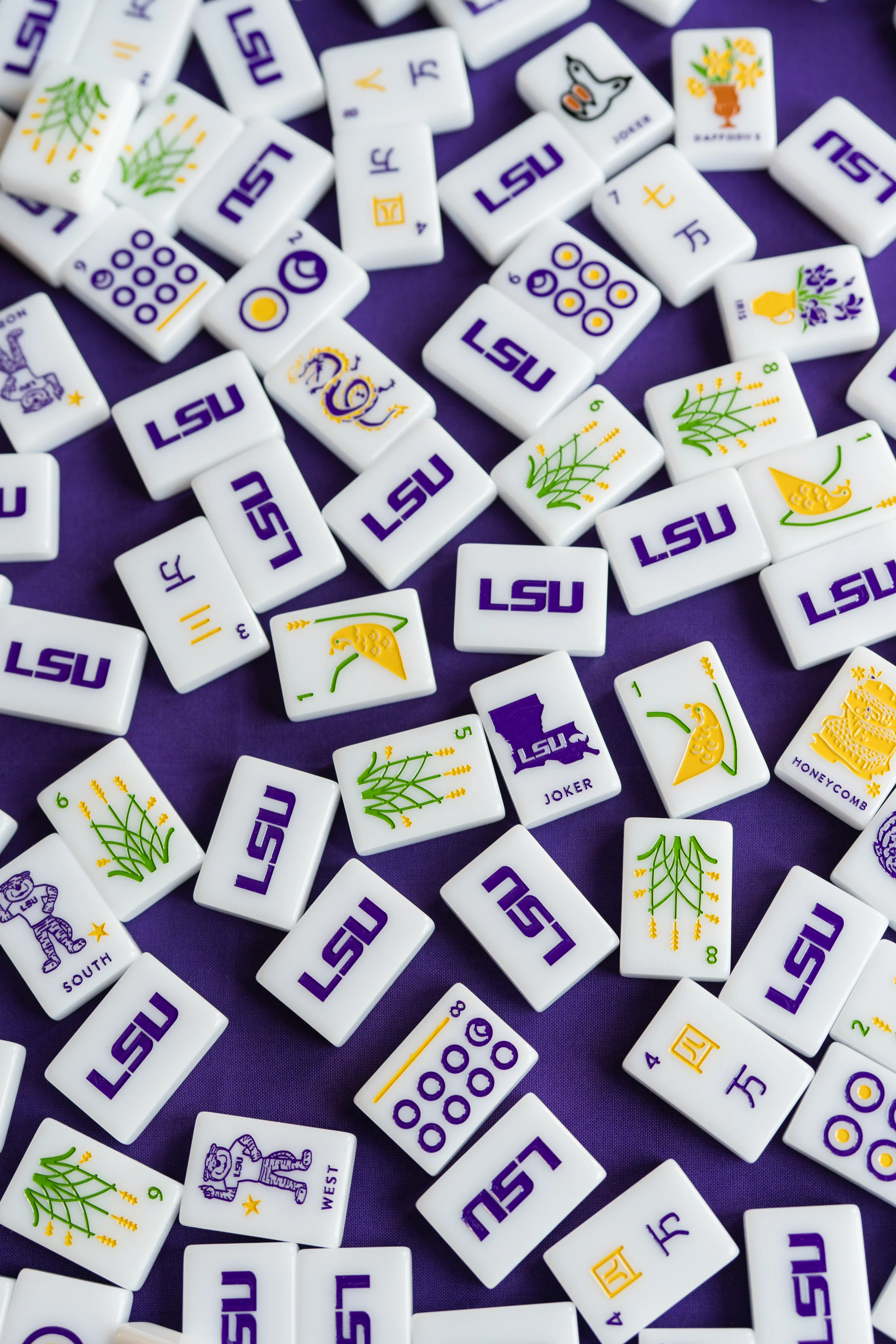 WEST WIND MAHJONG 
LSU® - LOUISIANA STATE UNIVERSITY® TILES - PRE ORDER