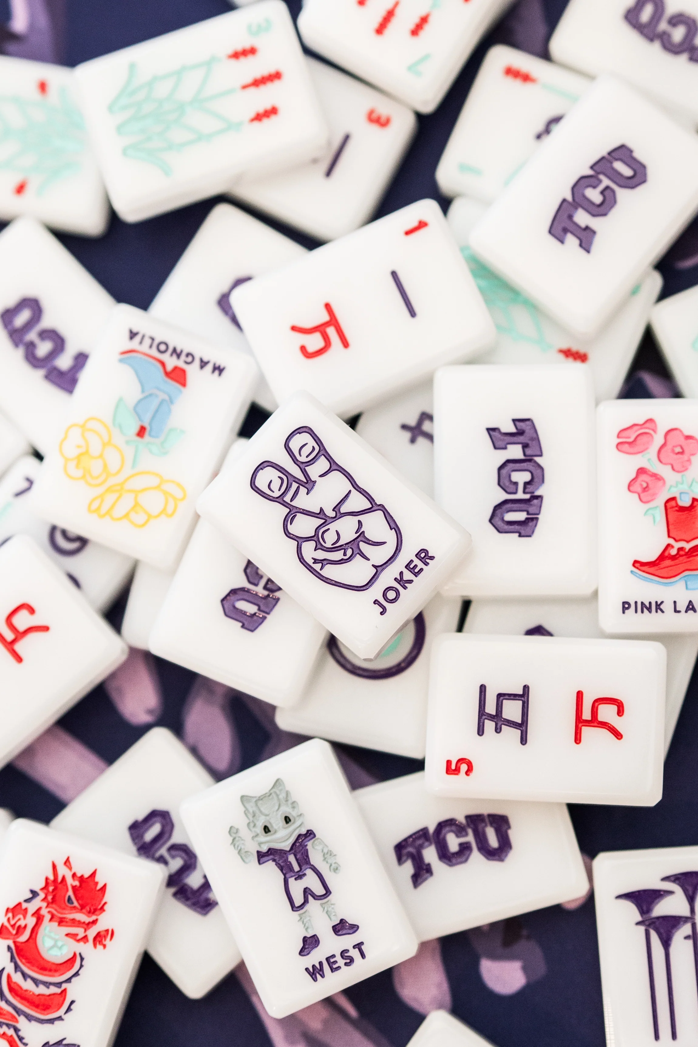 WEST WIND MAHJONG 
TCU® - TEXAS CHRISTIAN UNIVERSITY® TILES - PRE ORDER